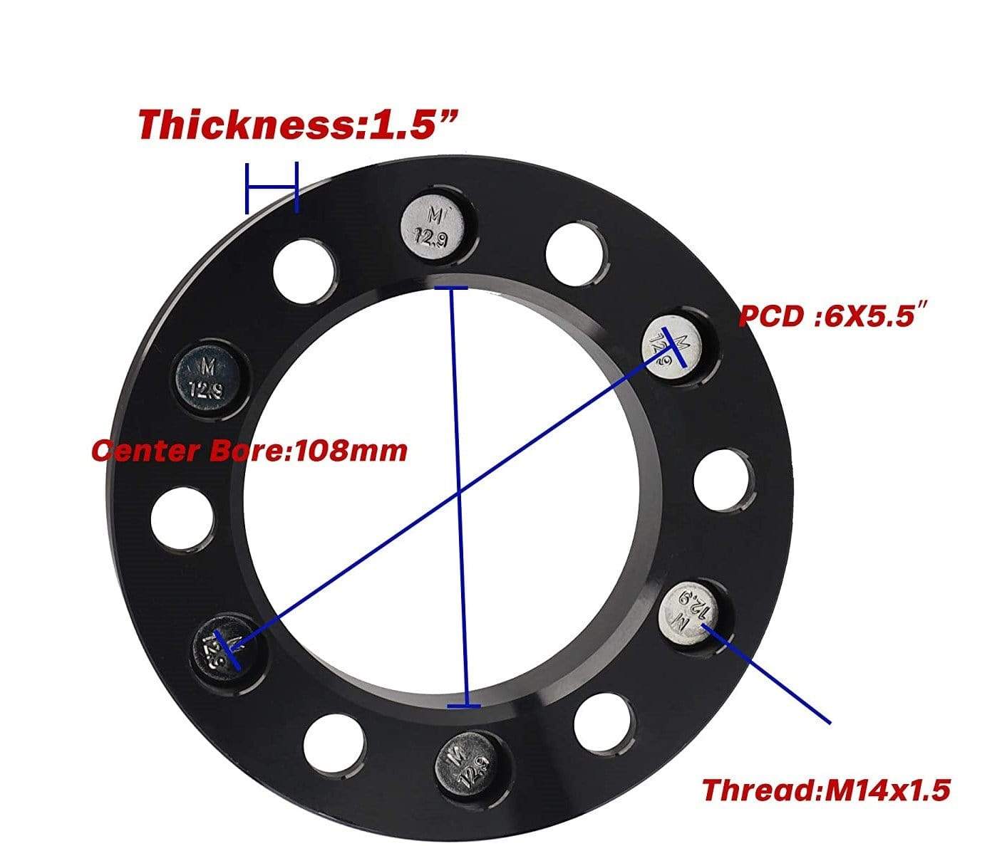 Chevy GMC Cadillac 1.5" Wheel Spacers 108mm Center Bore 6x5.5 Set (2) - Image 3