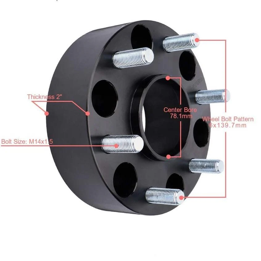 Chevy GMC Cadillac 2" Hubcentric 6x5.5 Wheel Spacers Hub 78.1mm Set (2) - Image 3