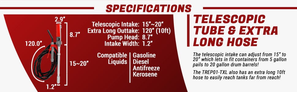 Tera Pump Battery Powered Fuel Transfer Pump with 10" Hose - TREP01-TXL- 20151 - Image 7